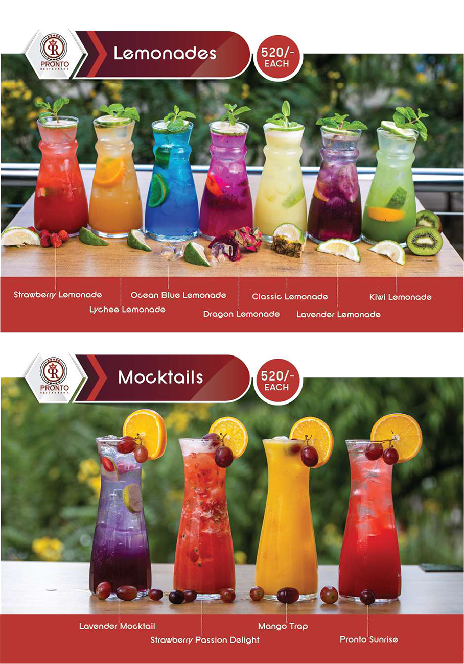 Pronto Restaurant Juices and Drinks